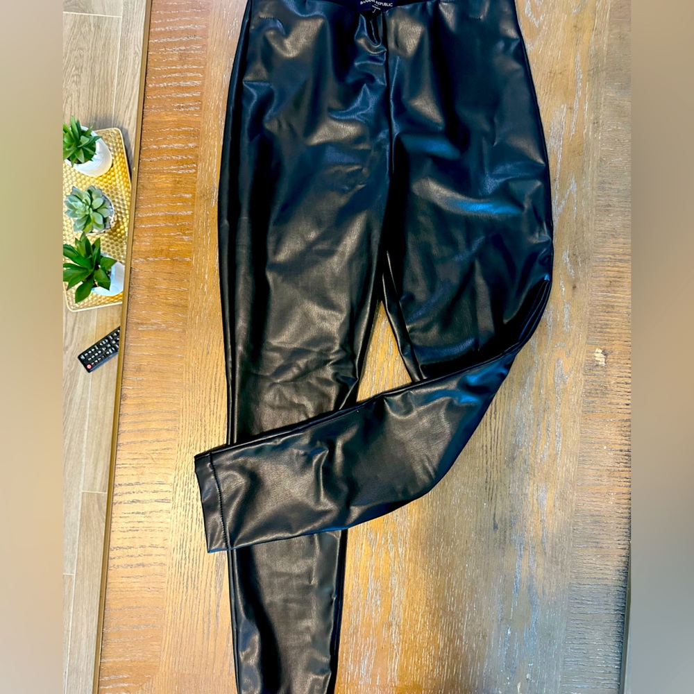 Banana Republic black leather leggings, size small
